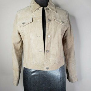 DCC Womens Tan Suede Leather Coat Jacket Size M